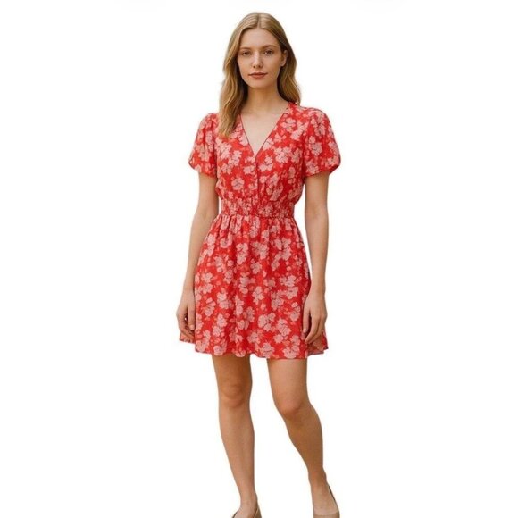 River Island Dresses & Skirts - River Island Floral Print Dress Red Size 12